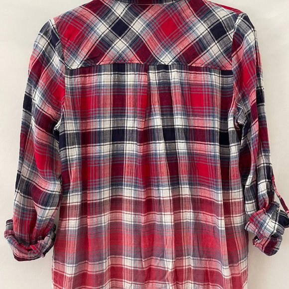 Skies Are Blue Womens Multicolor Flannel Plaid Pockets Button-Up Shirt Size S - Picture 5 of 8
